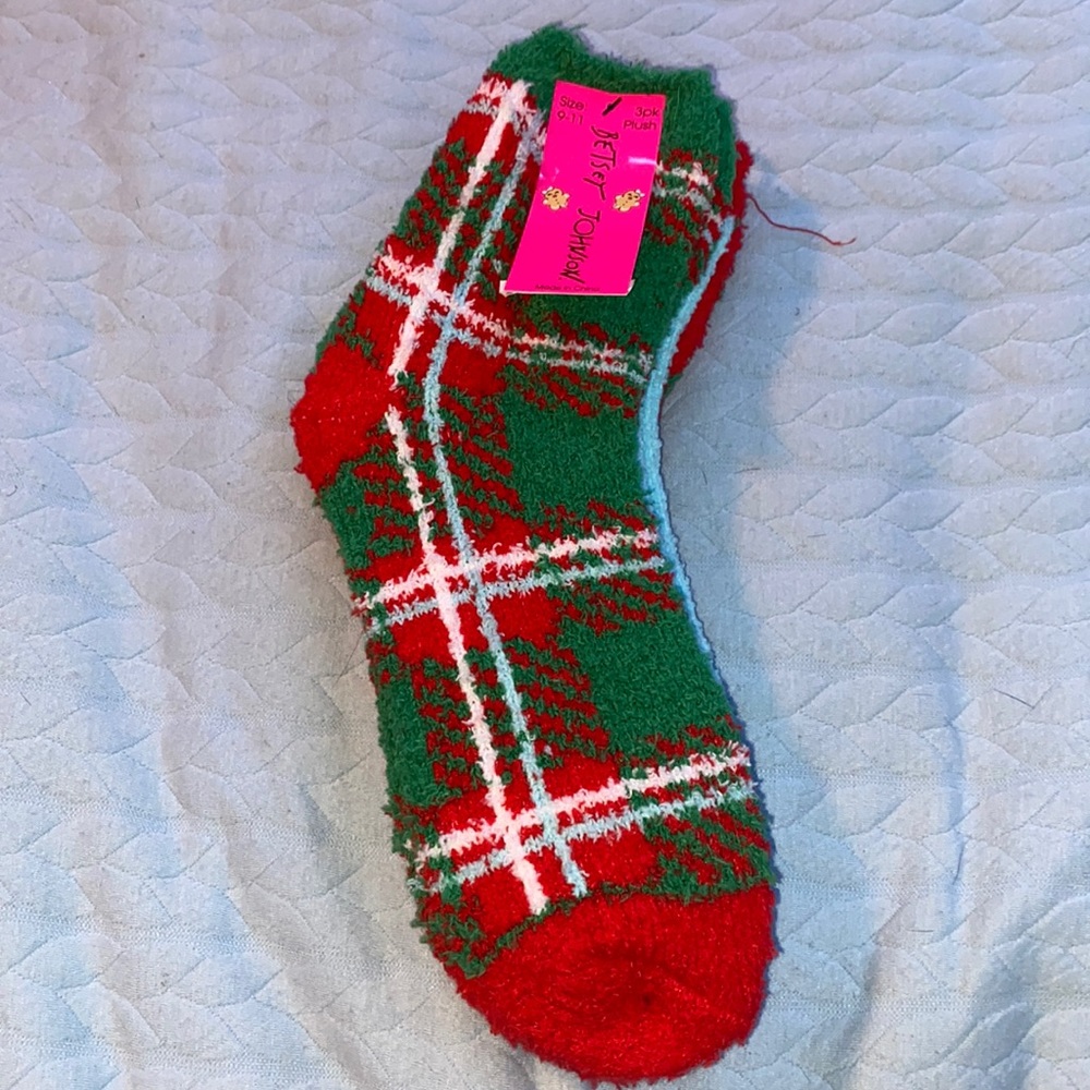 Brand new betsy johnson Christmas fuzzy socks